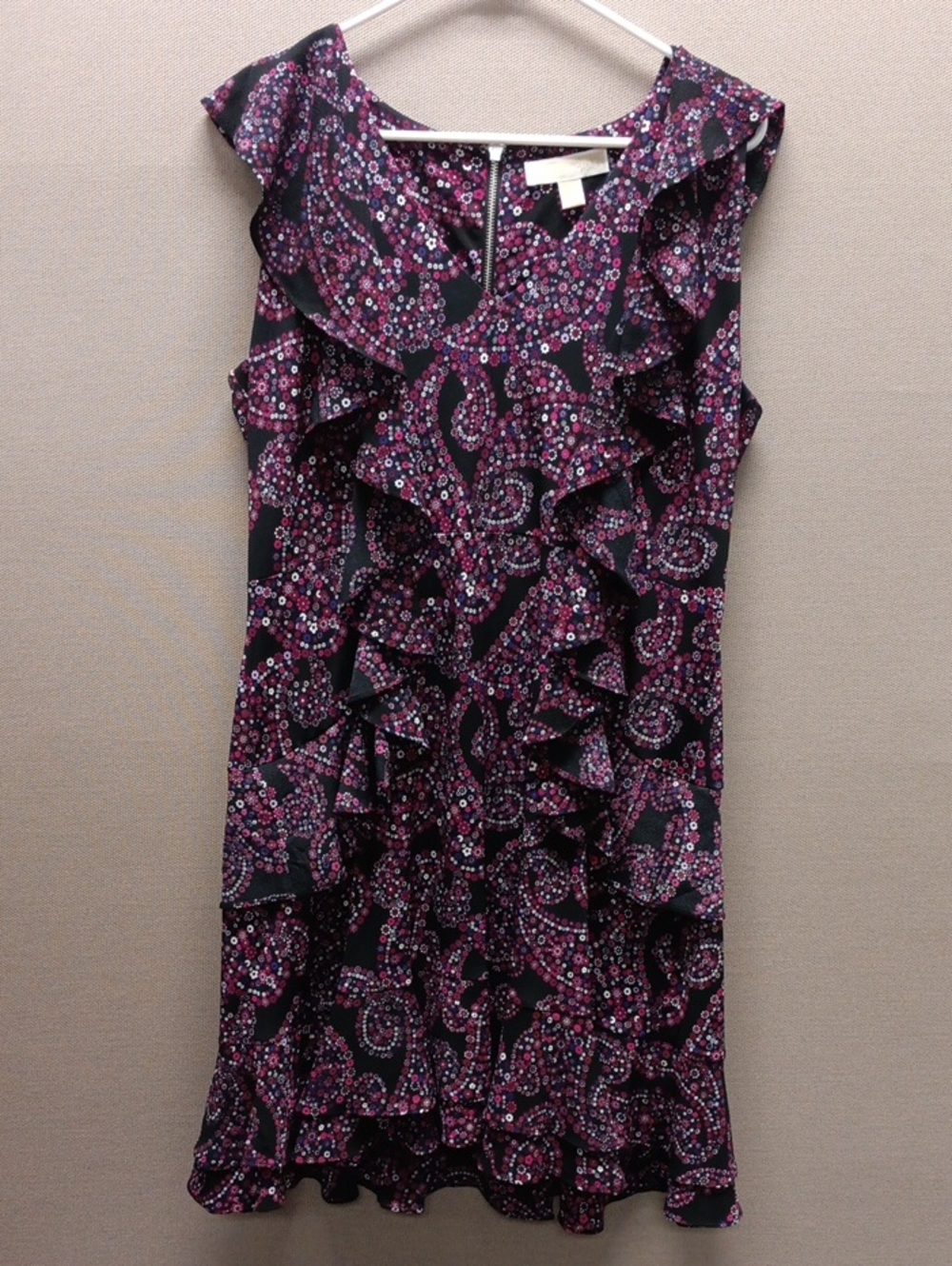 Michael Kors Purple Paisley Ruffle Shift Dress